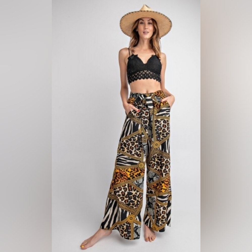 Wide Leg Animal Print Pants